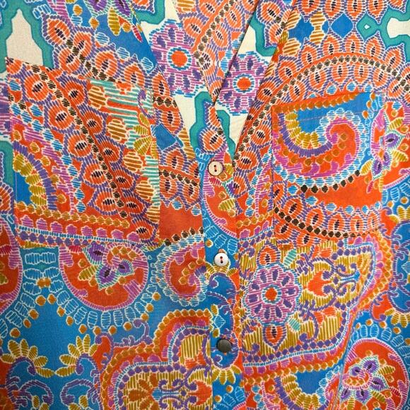 Gimmicks BKE Button Top Paisley Oversized Lightweight Boho Hippie Colorful sz XL - Picture 7 of 8